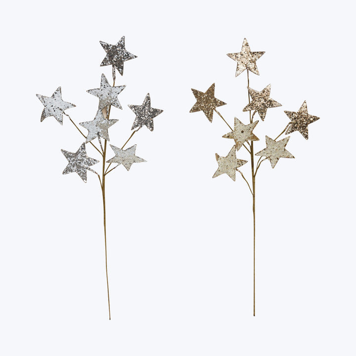 Paper Glitter Pick Star, Silver