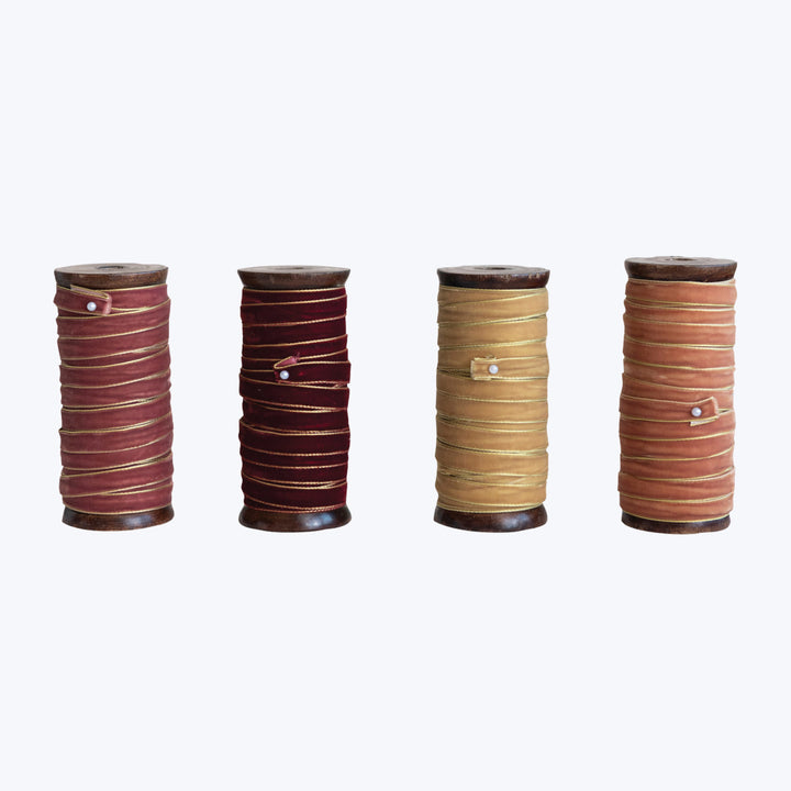 10 Yard Velvet Ribbon on Wood Spool, Assorted