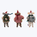 Wool Felt Mouse w Faux Fur Sweater, Assorted