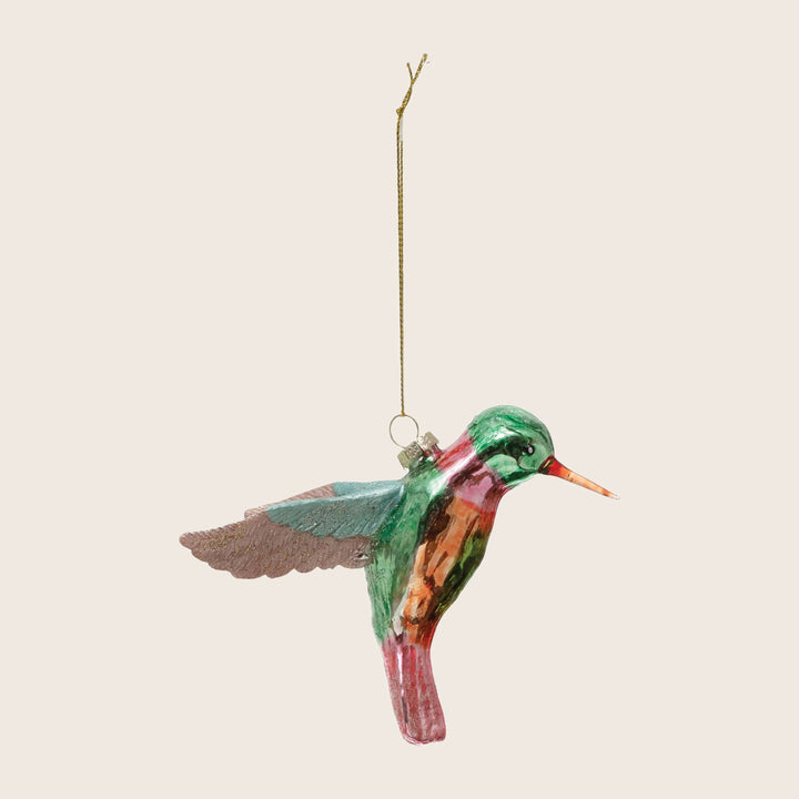 Glass Hummingbird Ornament, Multi Color