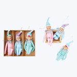 S/3 Fabric Elf Ornaments Blue & Pink
