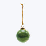 Glass Ball Ornament, Marbled Green & Gold Finish
