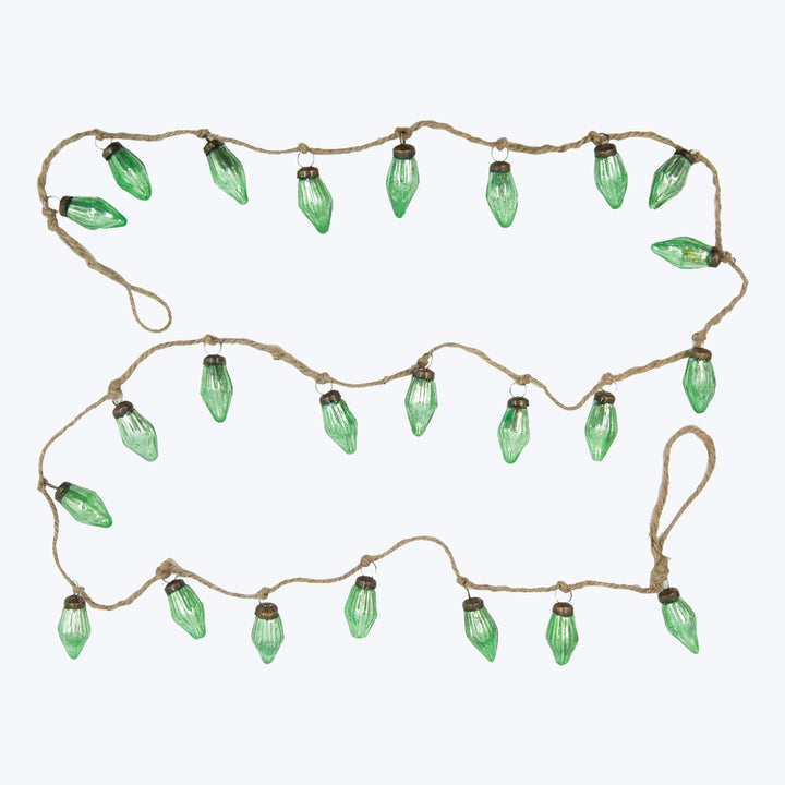 Mercury Glass Ornament Garland, Green