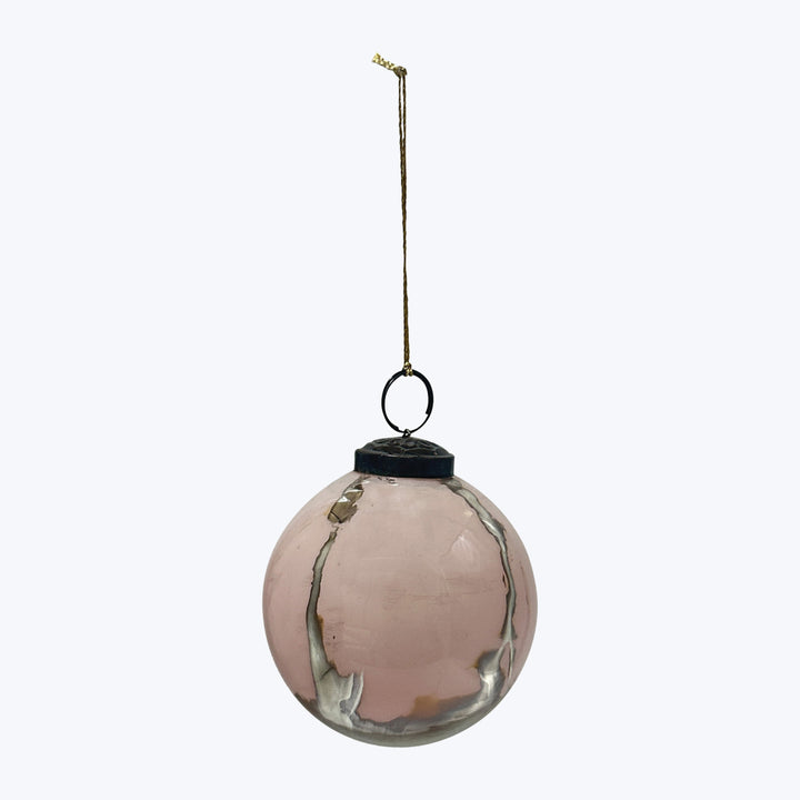 Distressed Round Glass Ball Ornament