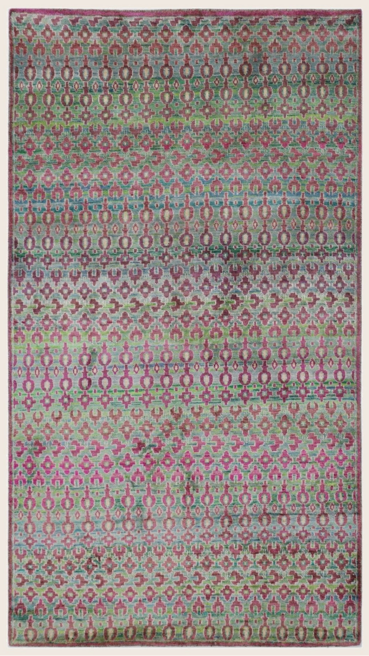 Green Aura Transitional Saree Silk Rug
