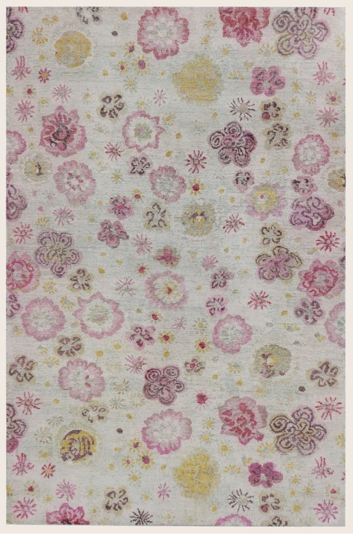 Pink Aura Contemporary Saree Silk Rug