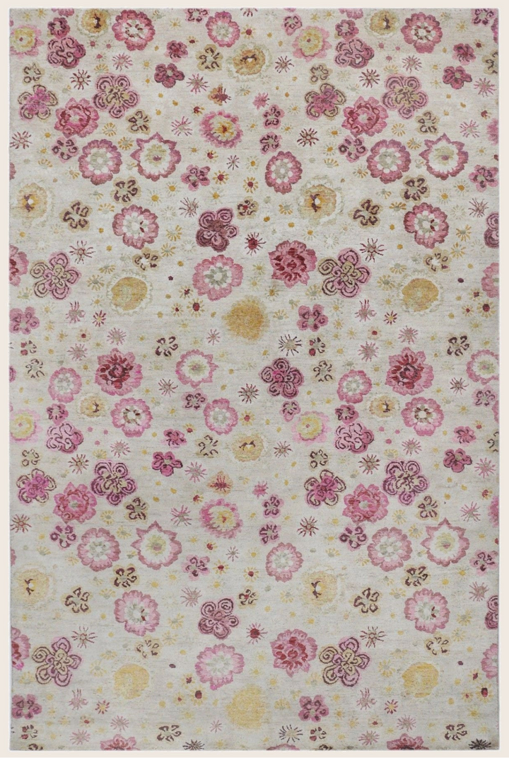 Pink Aura Contemporary Saree Silk Rug