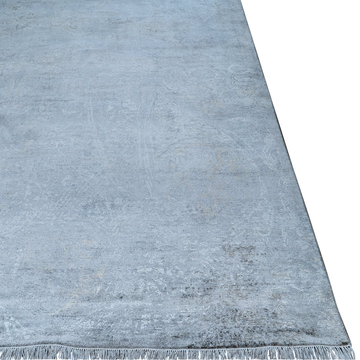 Blue Transitional Silk Rug - 9' x 12'2"