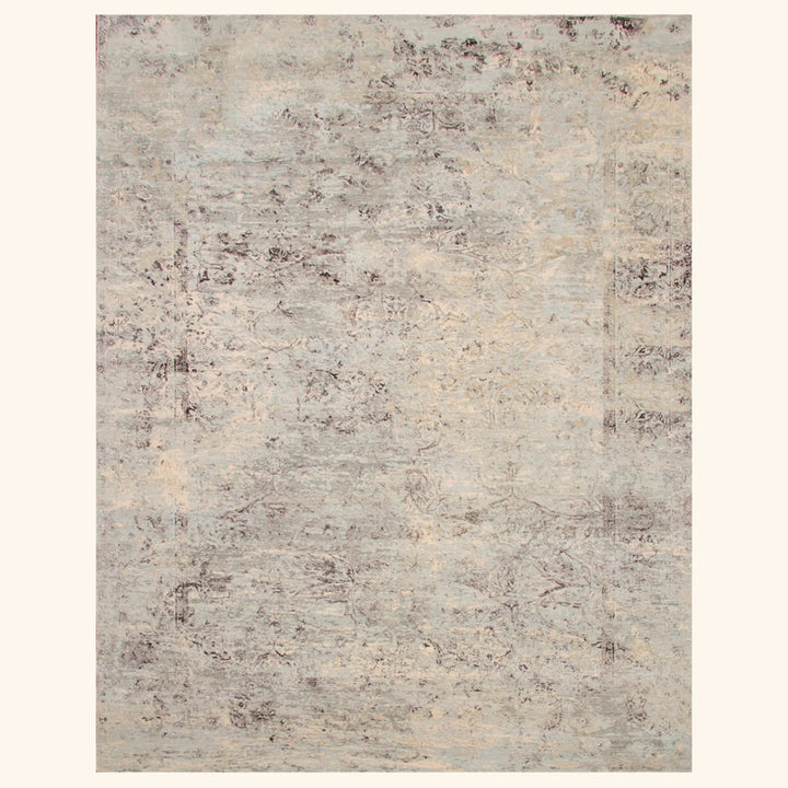 Grey Transitional Silk Wool Blend Rug - 9' x 12'2"