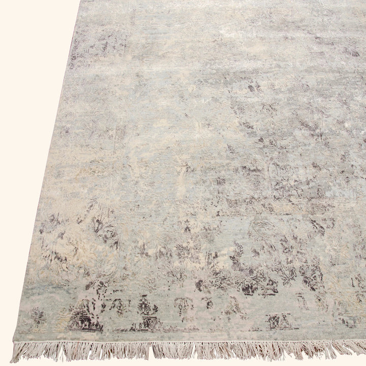 Grey Transitional Silk Wool Blend Rug - 9' x 12'2"