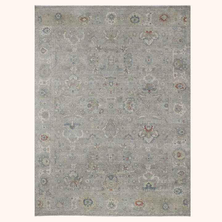 Light Grey Antique Revival Wool Rug - 11'11" x 14'10"