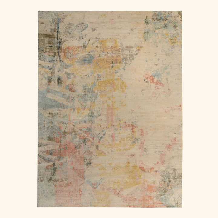 Multicolored Contemporary Silk Wool Blend Rug 11'9" x 15'9"