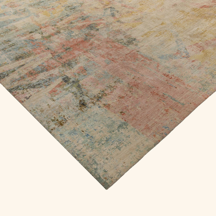 Multicolored Contemporary Silk Wool Blend Rug 11'9" x 15'9"