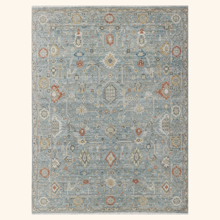 Light Blue Antique Revival Wool Rug - 7'9" x 9'10"