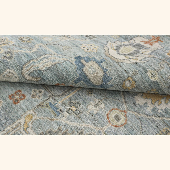 Light Blue Antique Revival Wool Rug - 7'9" x 9'10"