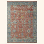 Rust Blue Antique Revival Wool Rug - 8'10" x 12'1"