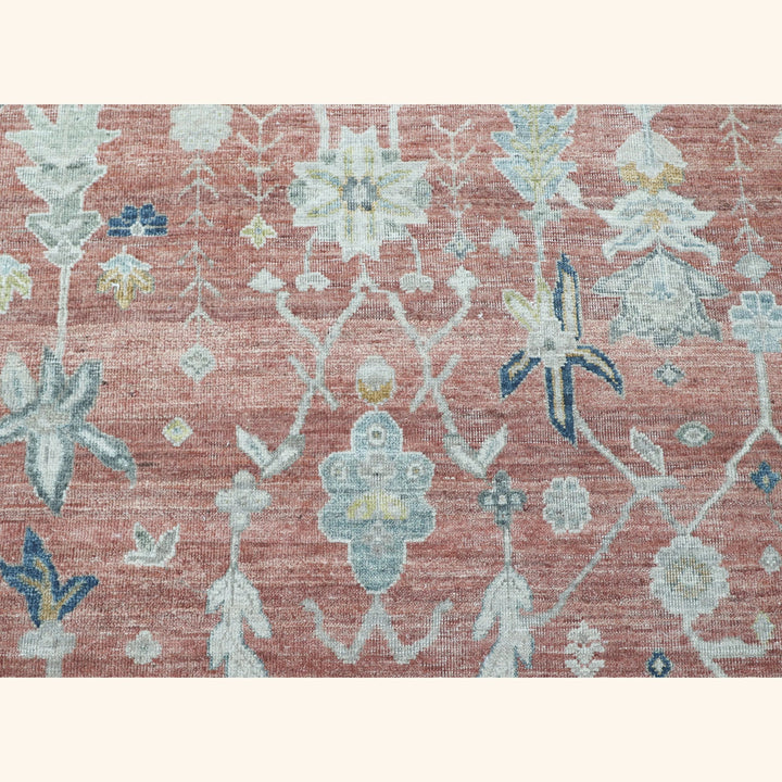 Rust Blue Antique Revival Wool Rug - 8'10" x 12'1"