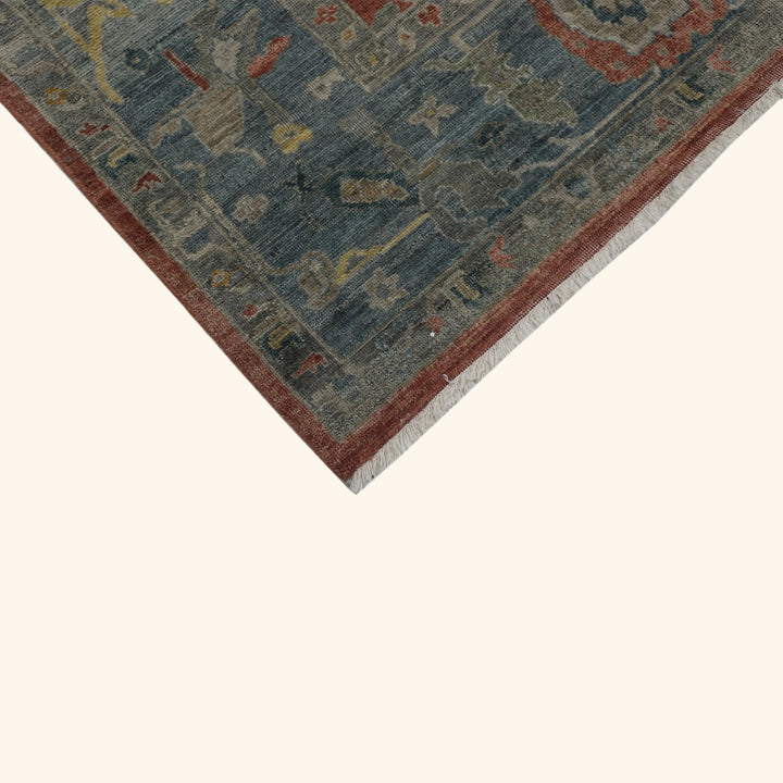 Rust Blue Antique Revival Wool Rug - 8'10" x 12'1"