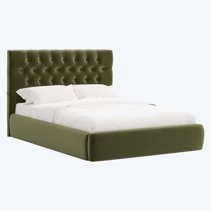 Judith Platform Bed Twin / Performance Velvet Moss