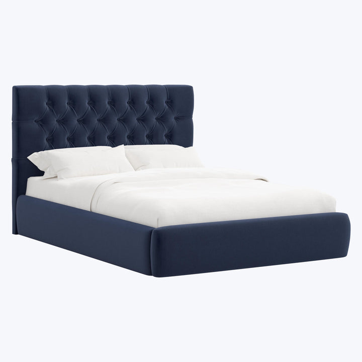 Judith Platform Bed Twin / Performance Velvet Ocean