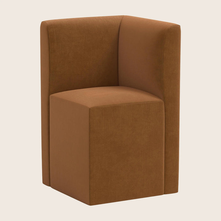 Cora Modular Corner Dining Chair Performance Velvet Copper