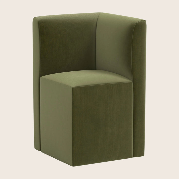 Cora Modular Corner Dining Chair Performance Velvet Moss