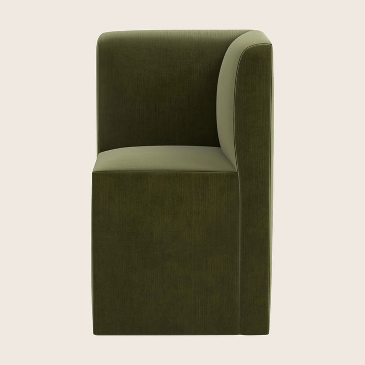 Cora Modular Corner Dining Chair Performance Velvet Moss