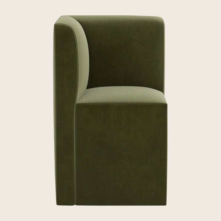Cora Modular Corner Dining Chair Performance Velvet Moss