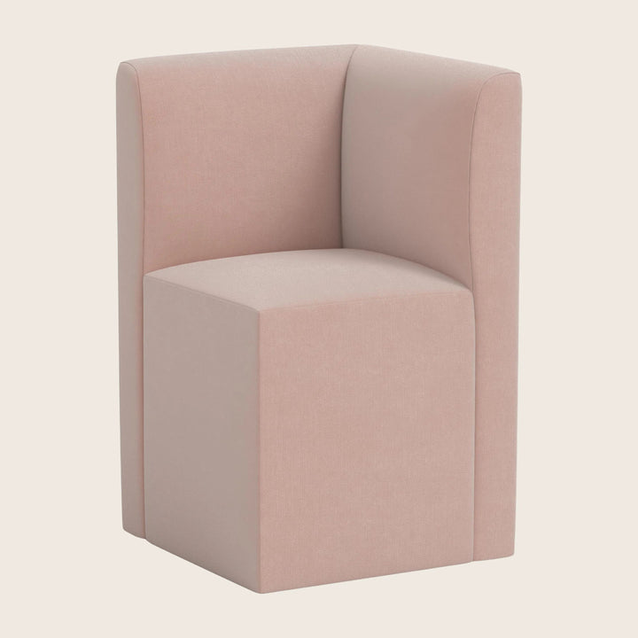 Cora Modular Corner Dining Chair Performance Velvet Pink Champagne