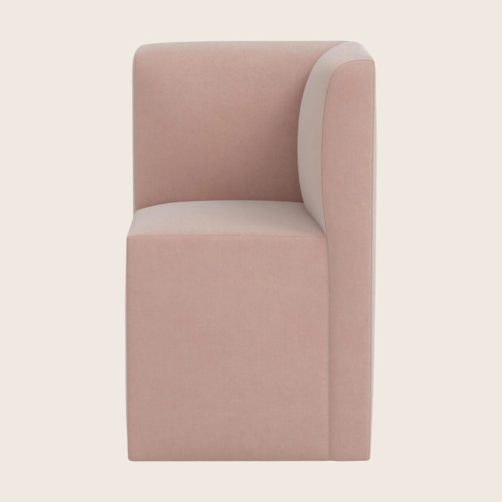 Cora Modular Corner Dining Chair Performance Velvet Pink Champagne