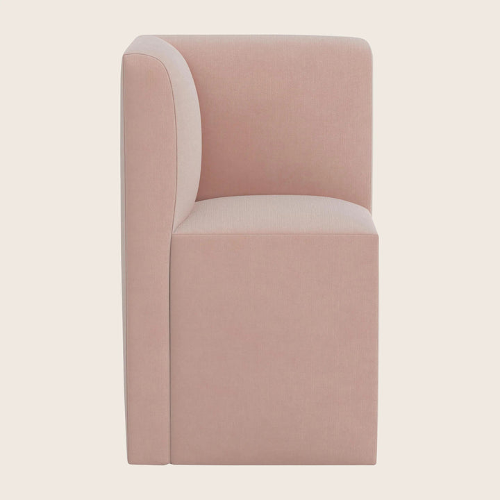 Cora Modular Corner Dining Chair Performance Velvet Pink Champagne