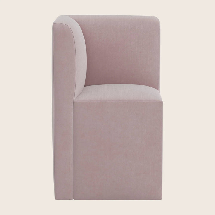 Cora Modular Corner Dining Chair Performance Velvet Plum Frost