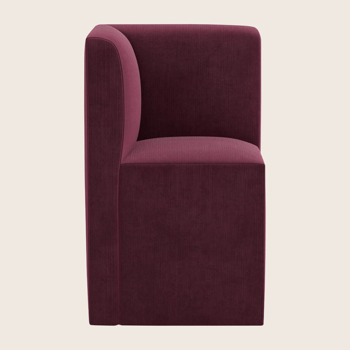 Cora Modular Corner Dining Chair Performance Velvet Raisin
