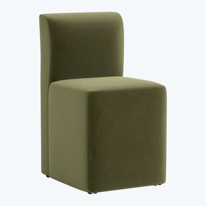 Cora Dining Chair w/ Casters Performance Velvet Moss