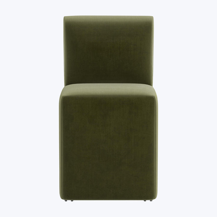 Cora Dining Chair w/ Casters Performance Velvet Moss