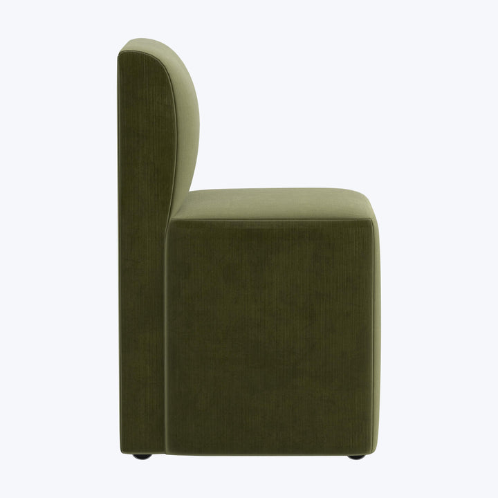 Cora Dining Chair w/ Casters Performance Velvet Moss