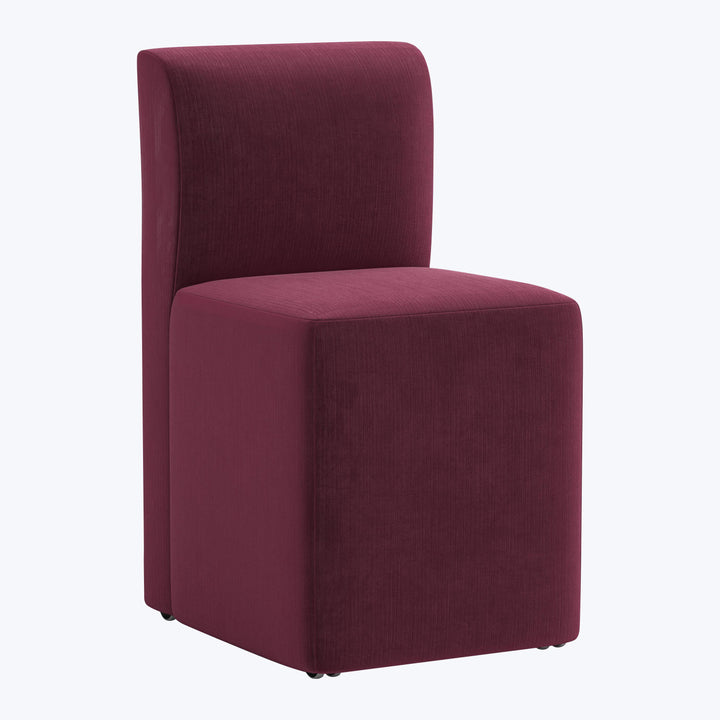 Cora Dining Chair w/ Casters Performance Velvet Raisin