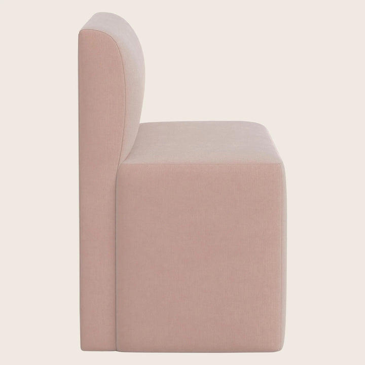 Cora Modular Dining Bench Performance Velvet Pink Champagne