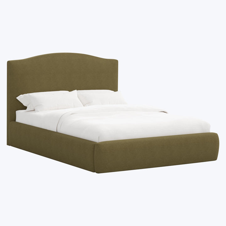 Camille Platform Bed Twin / Linen Olive