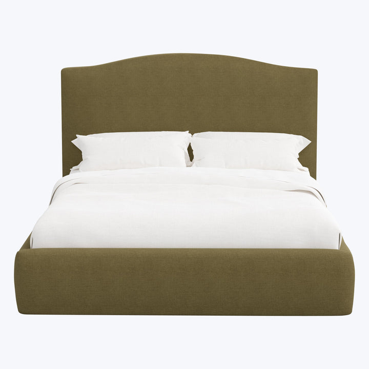 Camille Platform Bed California King / Linen Olive