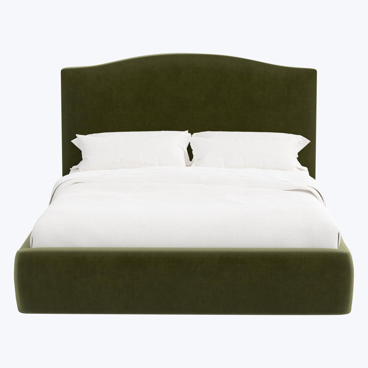 Camille Platform Bed Twin / Performance Velvet Moss