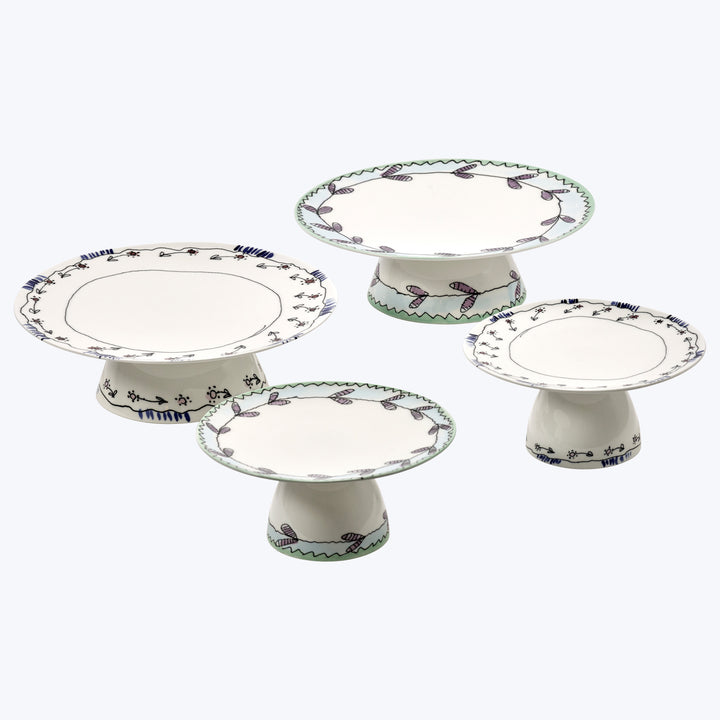 Midnight Flowers Small Cake Stand Anemone Milk