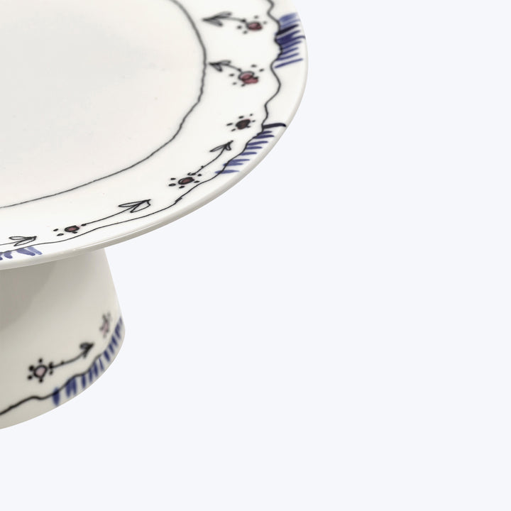 Midnight Flowers Small Cake Stand Anemone Milk