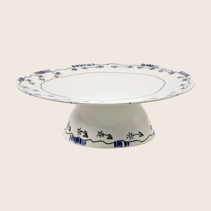 Midnight Flowers Large Cake Stand Anemone Milk