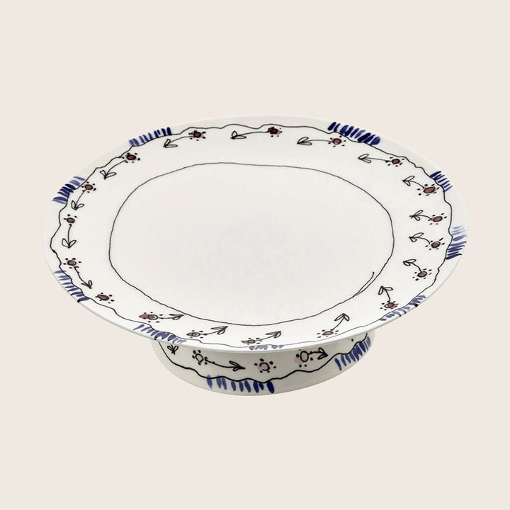 Midnight Flowers Large Cake Stand Anemone Milk