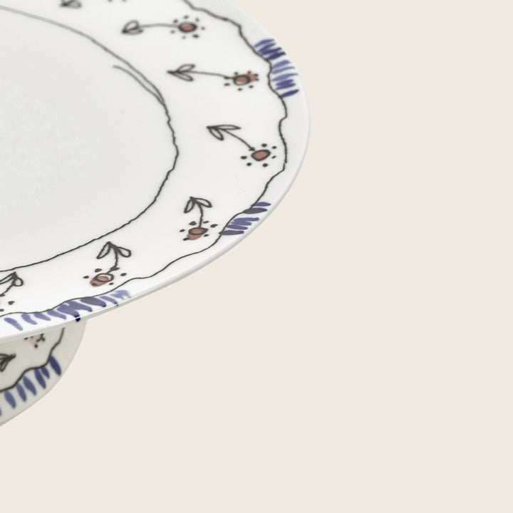 Midnight Flowers Large Cake Stand Anemone Milk