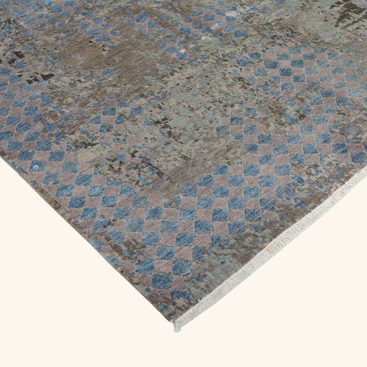Transitional Wool Art Silk Blend Rug - 6'1" x 9'3"