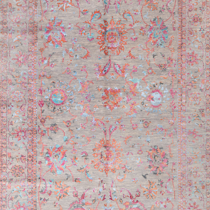 Transitional Wool Art Silk Blend Rug - 6'1" x 9'3"
