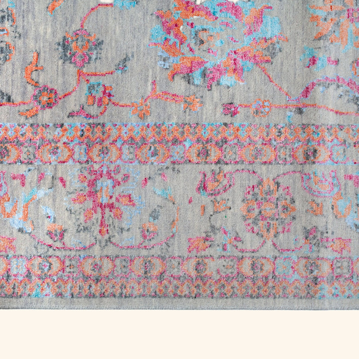Transitional Wool Art Silk Blend Rug - 6'1" x 9'3"