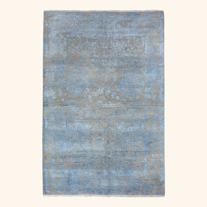 Transitional Wool Art Silk Blend Rug - 5'5" x 8'2"